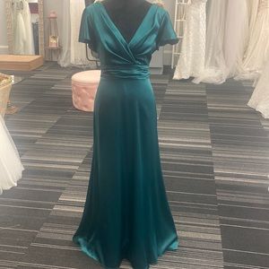 Hunter green charmeuse gown